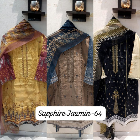 Jazmin Vol 64 Sapphire Lawn Cotton Pakistani Readymade Suits Manufacturer India
