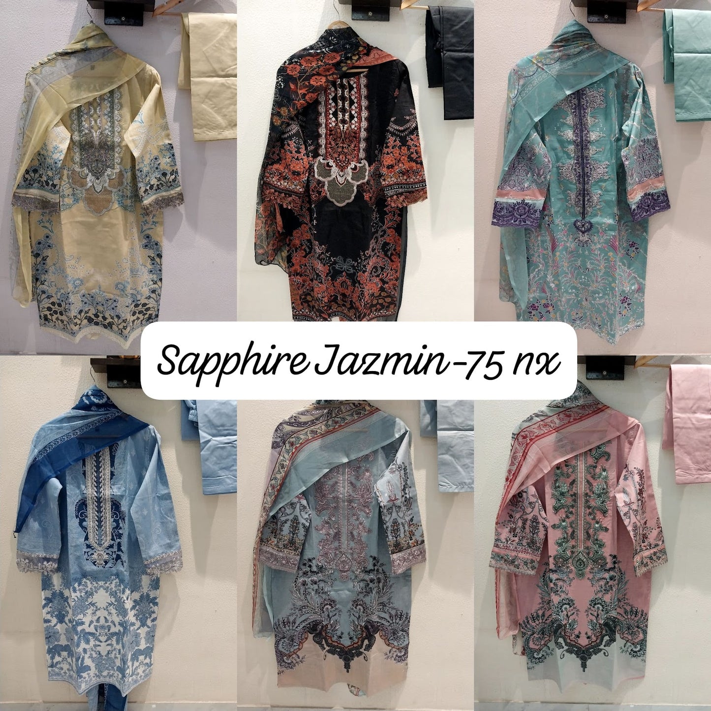Jazmin Vol 75 Nx Sapphire Lawn Cotton Pakistani Readymade Suits Wholesale Rate