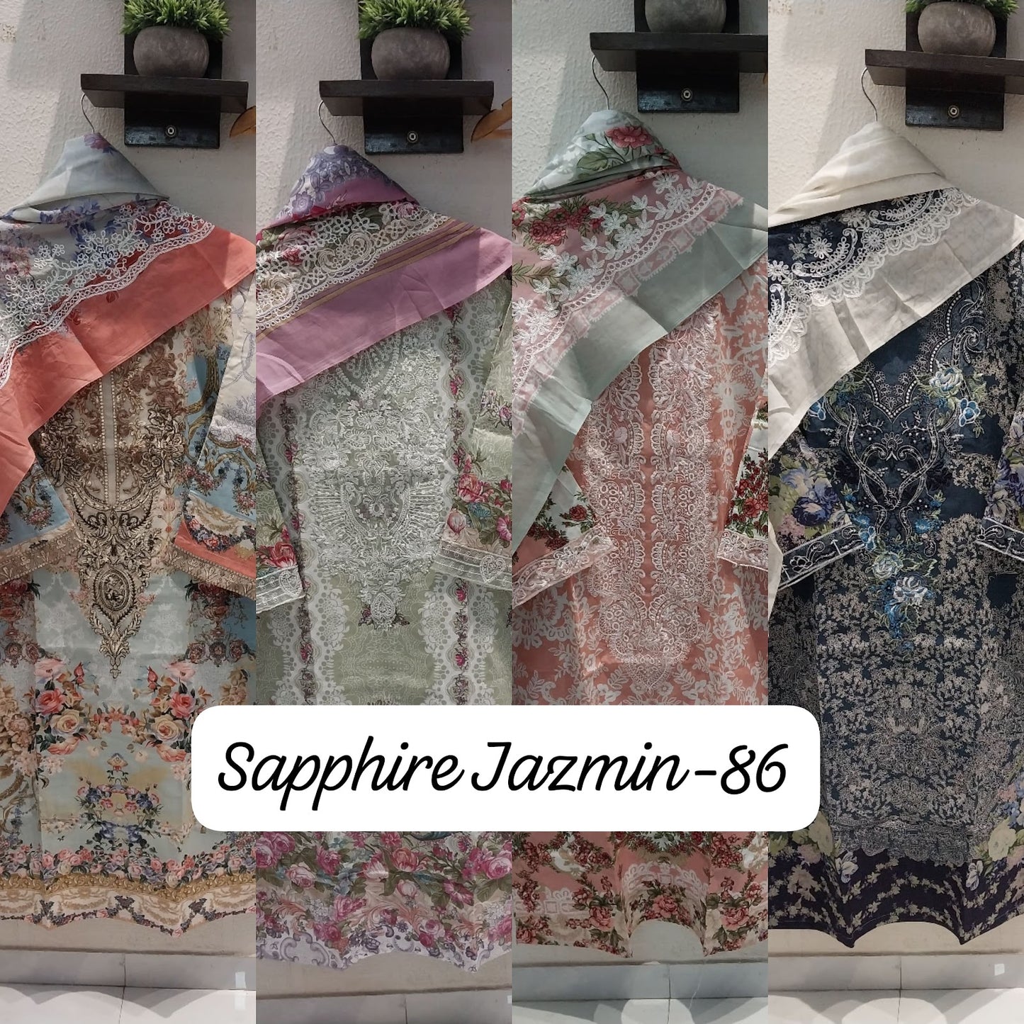 Jazmin Vol 86 Sapphire Lawn Cotton Pakistani Readymade Suits Wholesale