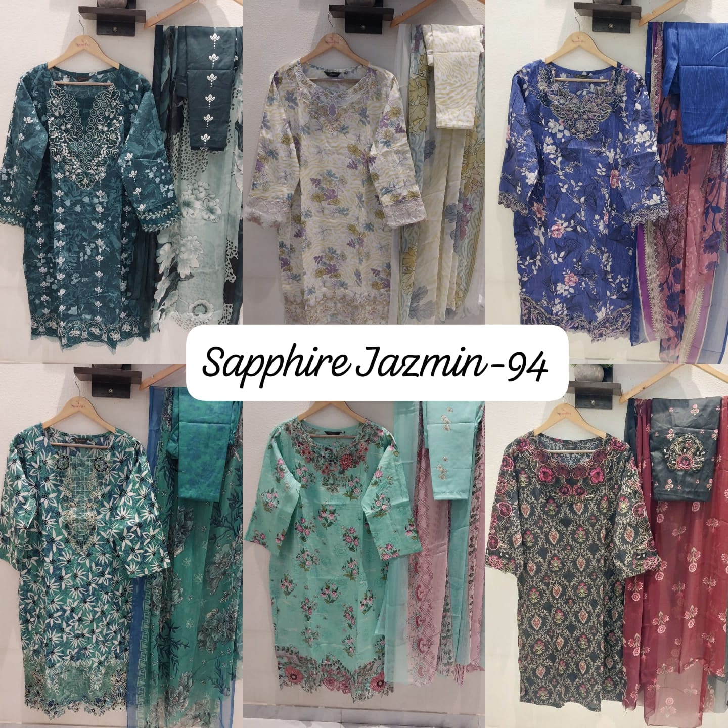 Jazmin Vol 94 Sapphire Lawn Cotton Pakistani Readymade Suits Manufacturer