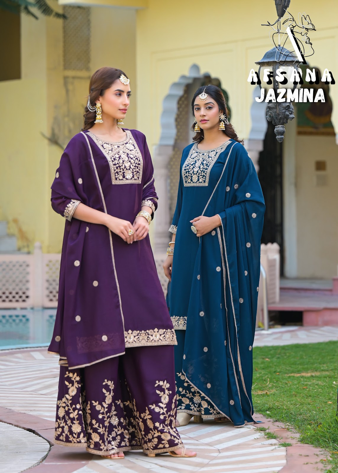 Jazmina Afsana Simmer Readymade Plazzo Style Suits Wholesaler Gujarat