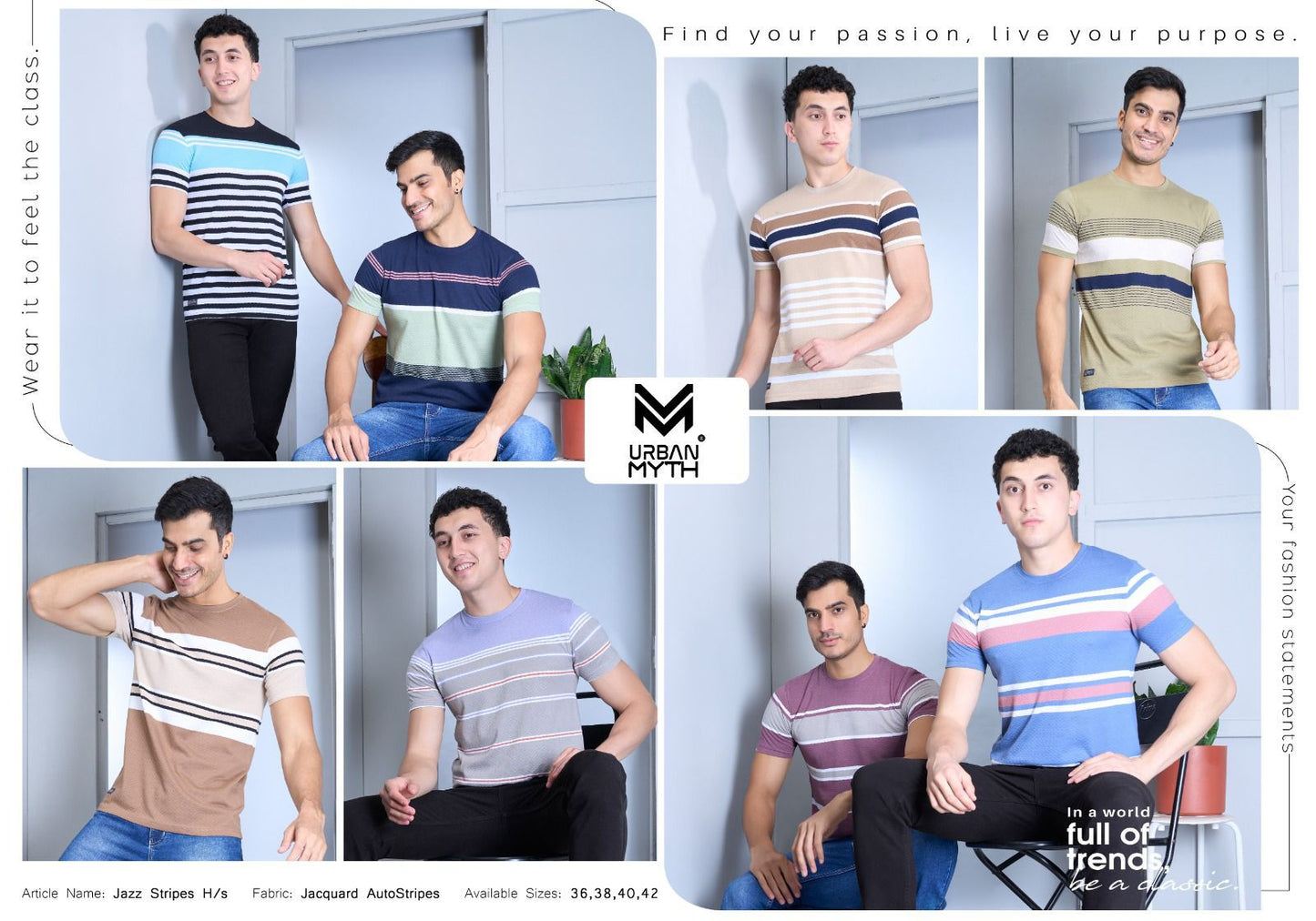 Jazz Stripes Urban Myth Jacquard Mens Tshirts Wholesaler India