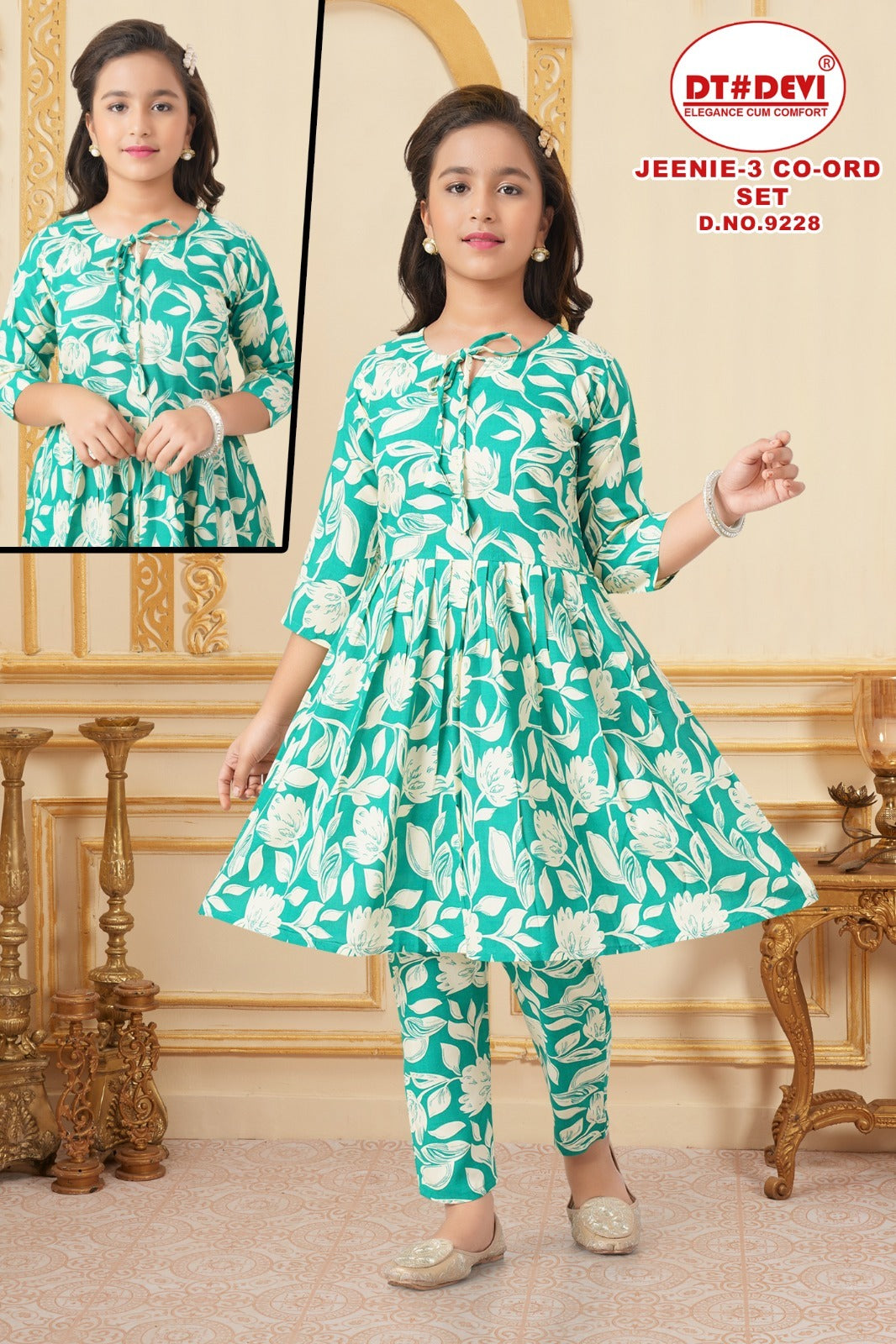Jeenie 3 Dn 9228 Dt Devi Liva Rayon Girls Co Ord Set Wholesaler India