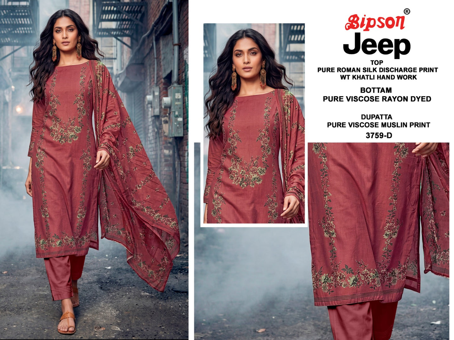Jeep Wranglar 3759 Bipson Prints Roman Silk Pant Style Suits Supplier India