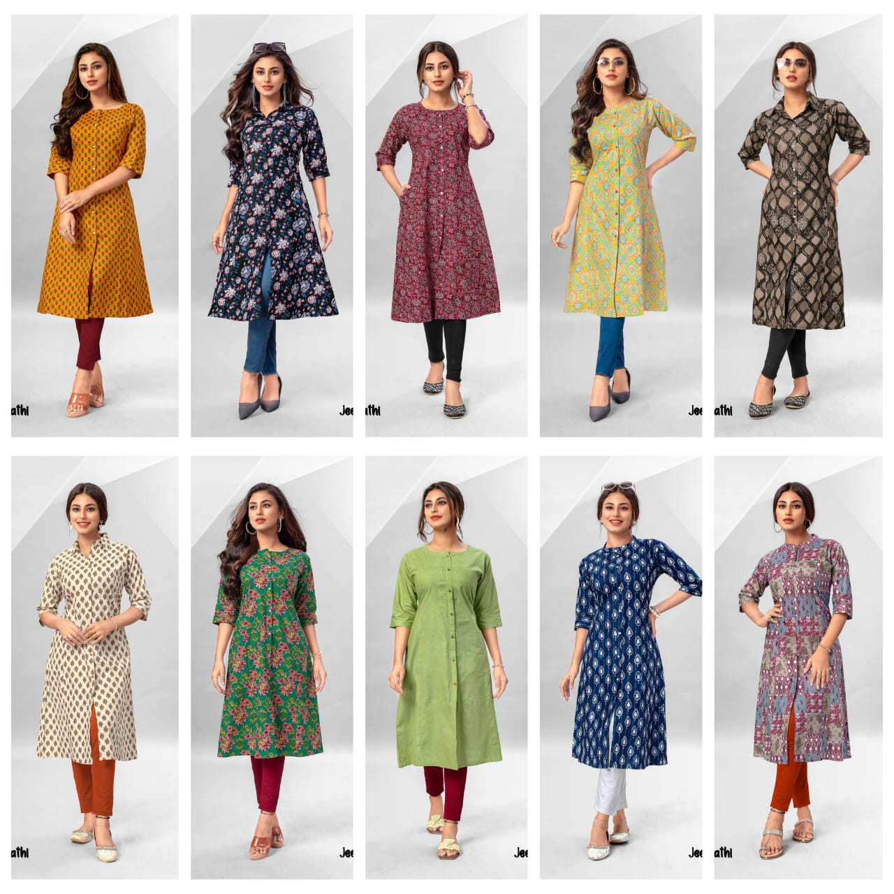 Jeevan Sathi Deeptex Prints Cotton A-Line Kurti Supplier India
