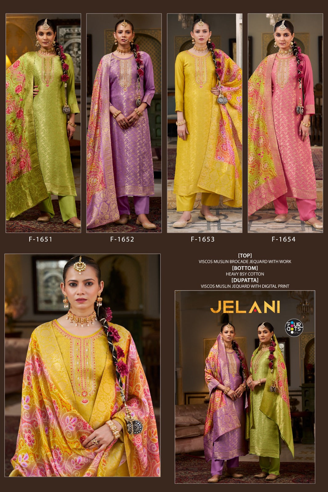 Jelani Four Dots Viscose Muslin Pant Style Suits Exporter India