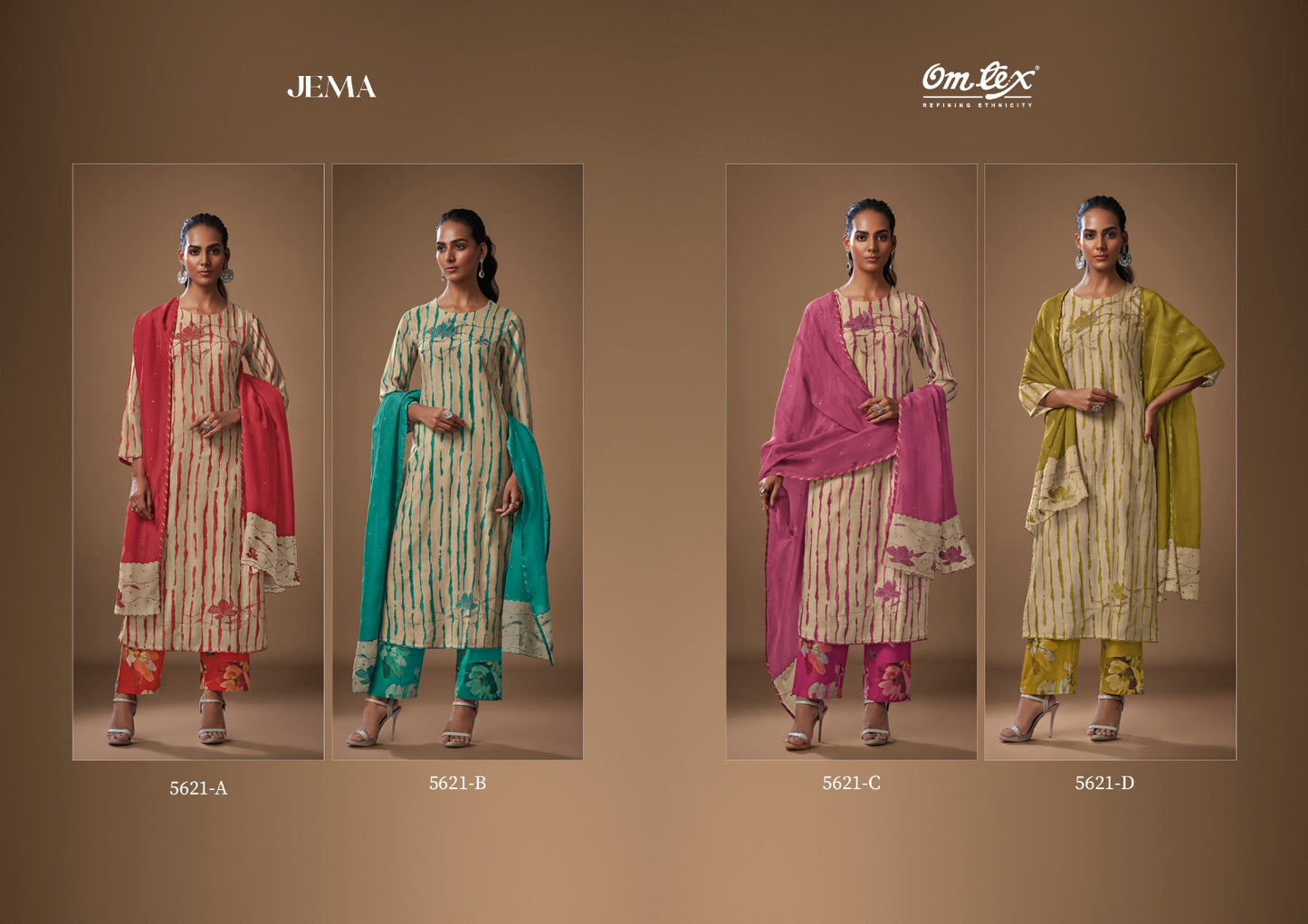 Jema Omtex Daisy Silk Pant Style Suits Supplier Gujarat