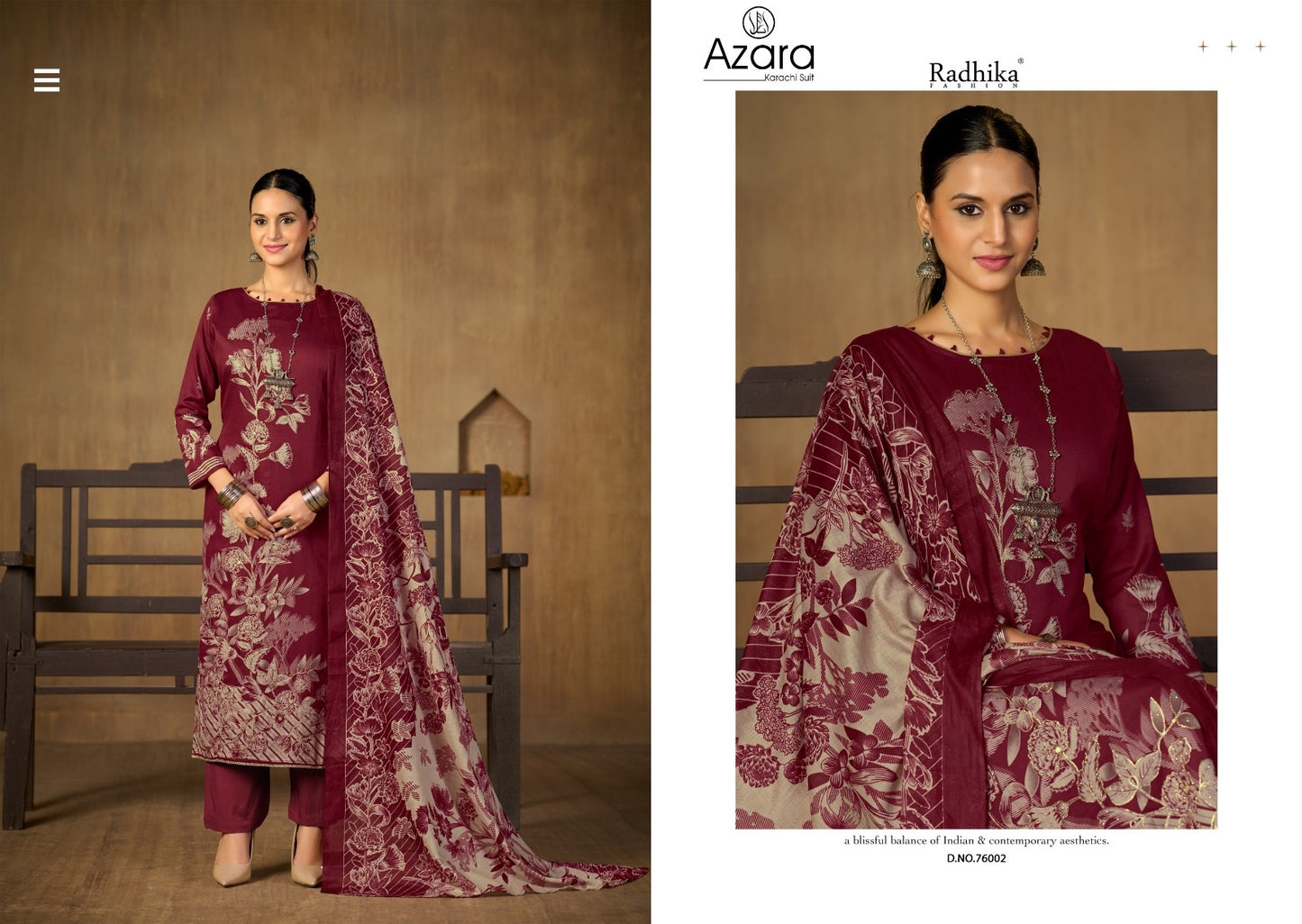 Jennifer Vol 2 Radhika Fashion Azara Zam Cotton Karachi Salwar Suits Exporter India