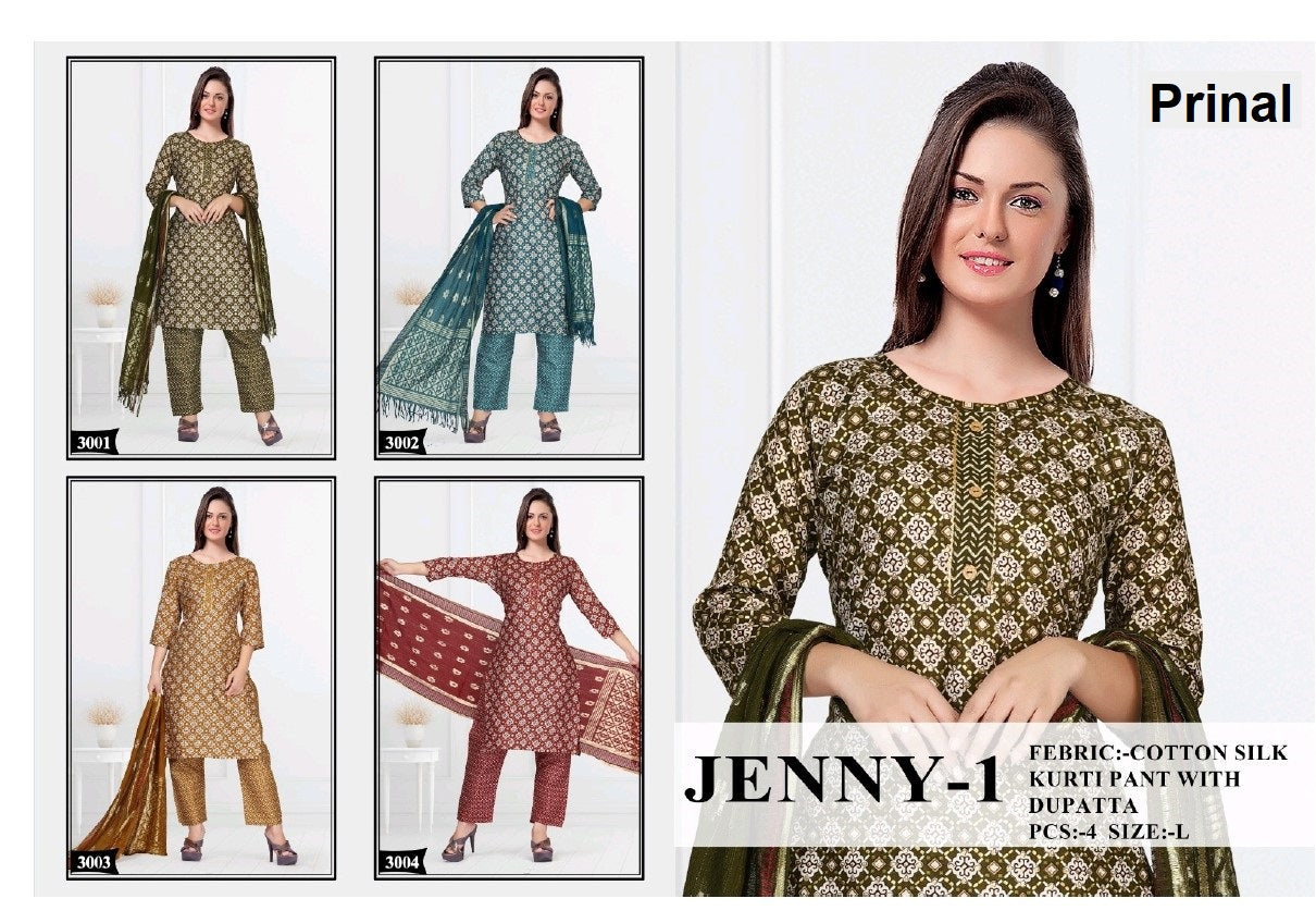 Jenny 1 Prinal Cotton Silk Readymade Pant Style Suits Supplier Gujarat