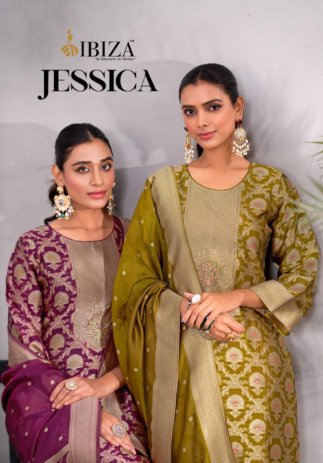Jessica Ibiza Silk Jacquard Pant Style Suits Manufacturer India