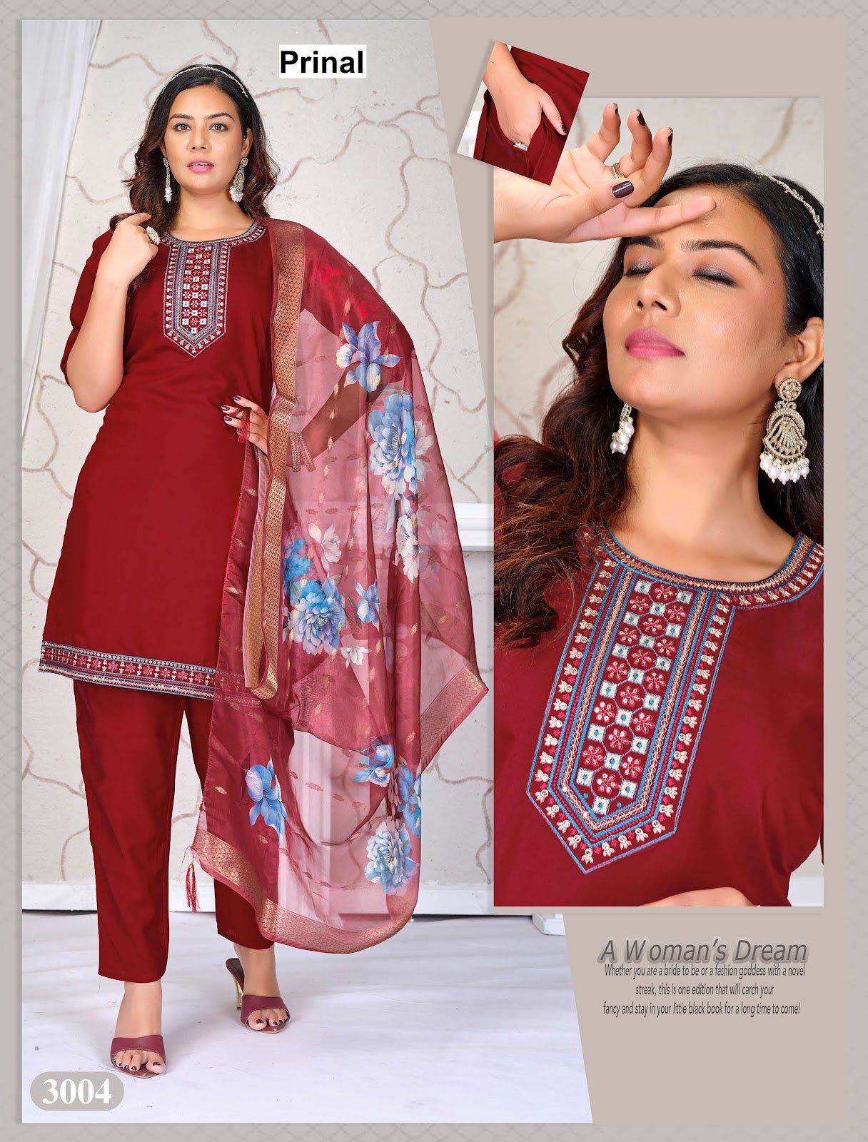 Jessica Prinal Roman Silk Readymade Pant Style Suits Exporter