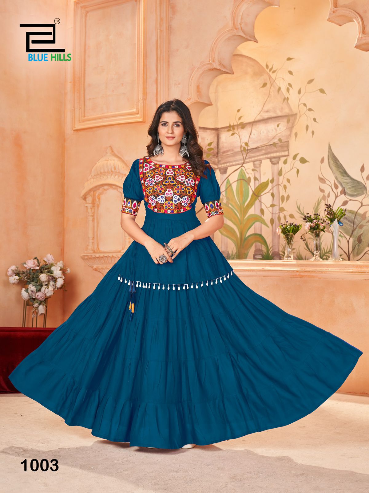 Jhamkudi Bluehills Heavy Rayon Kurti Skirt Set Exporter Gujarat