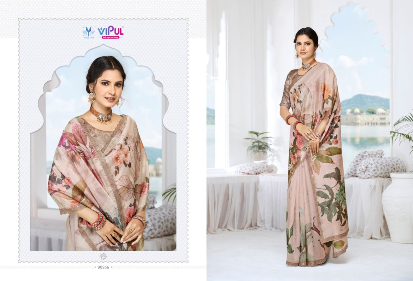 Jhanki Vipul Dull Moss Sarees Exporter Ahmedabad