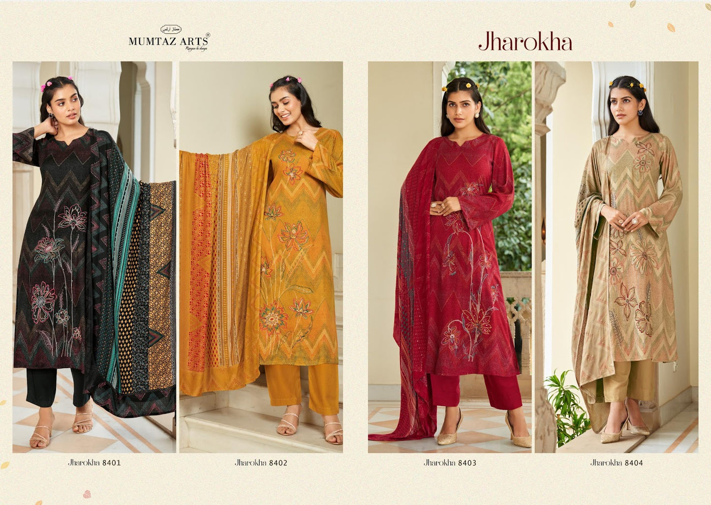 Jharokha Mumtaz Arts Viscose Pashmina Suits Wholesale Price