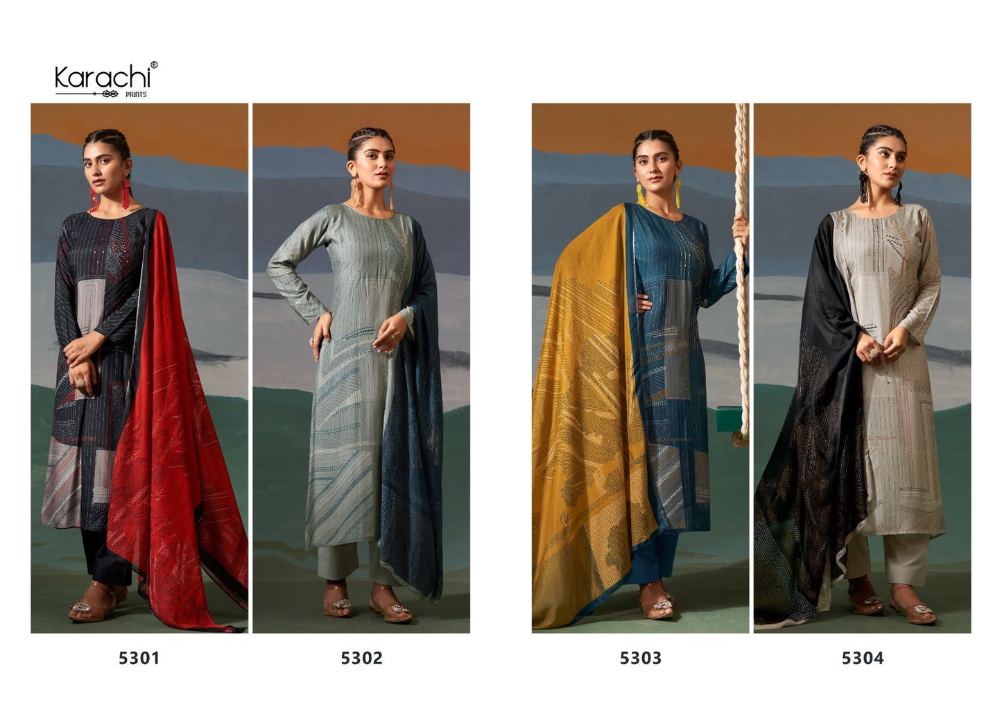 Jhula Karachi Prints Viscose Muslin Pant Style Suits Exporter