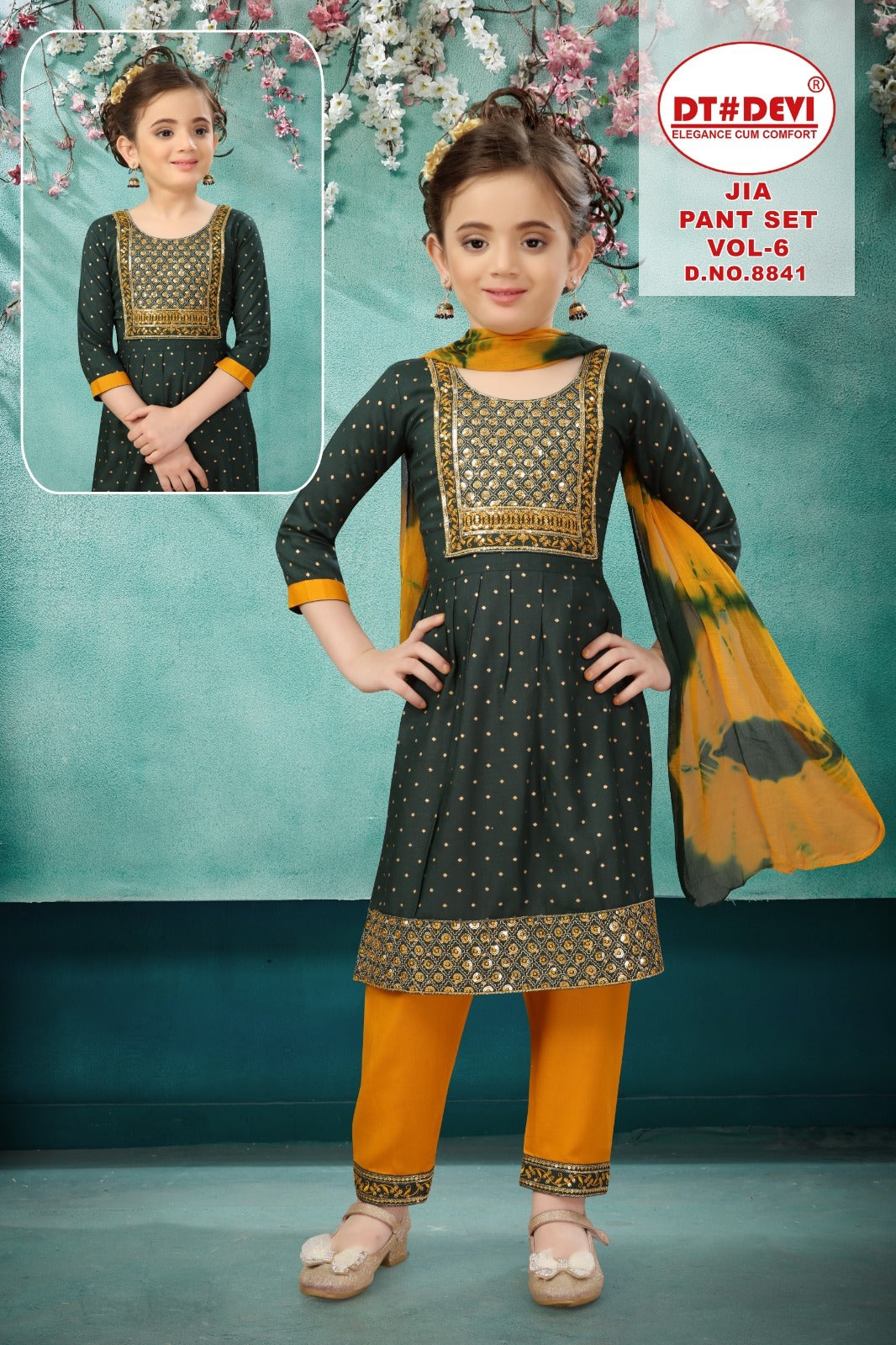 Jia Vol 6 Dn 8841 Dt Devi Rayon Girls Readymade Pant Suits Manufacturer India
