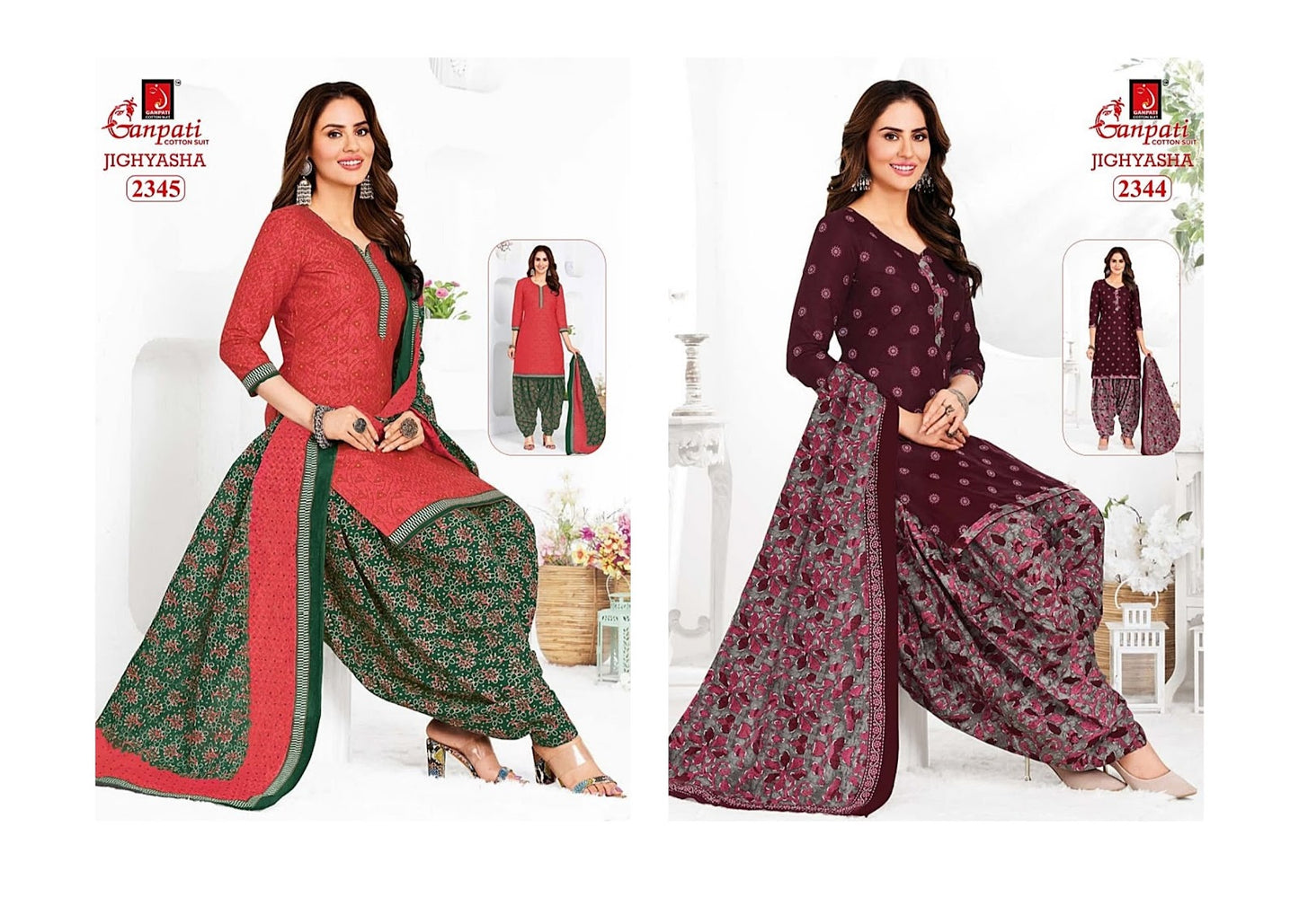Jighyasha Vol 23 Ganpati Cotton Patiyala Style Suits Wholesale Price