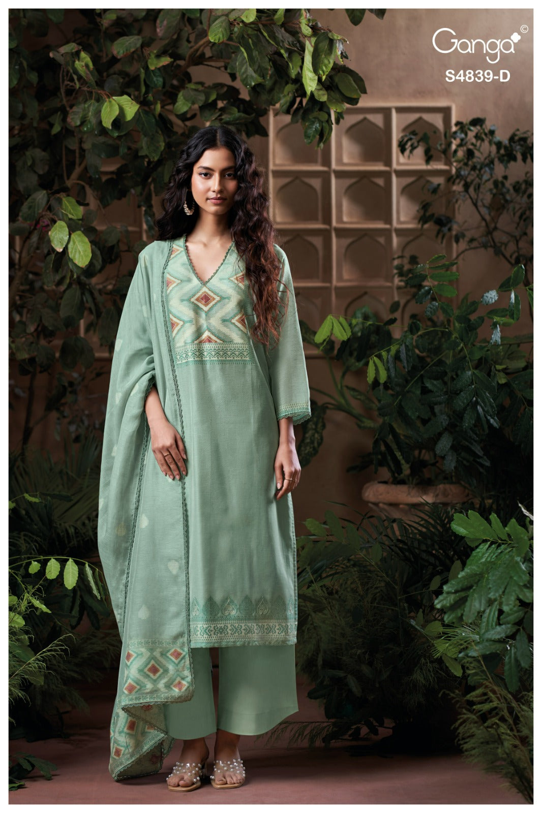 Jivara S4839 Ganga Woven Silk Plazzo Style Suits Manufacturer Ahmedabad
