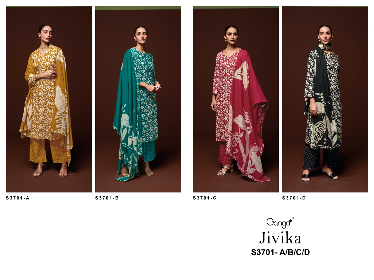 Jivika 3701 Ganga Premium Cotton Plazzo Style Suits Manufacturer