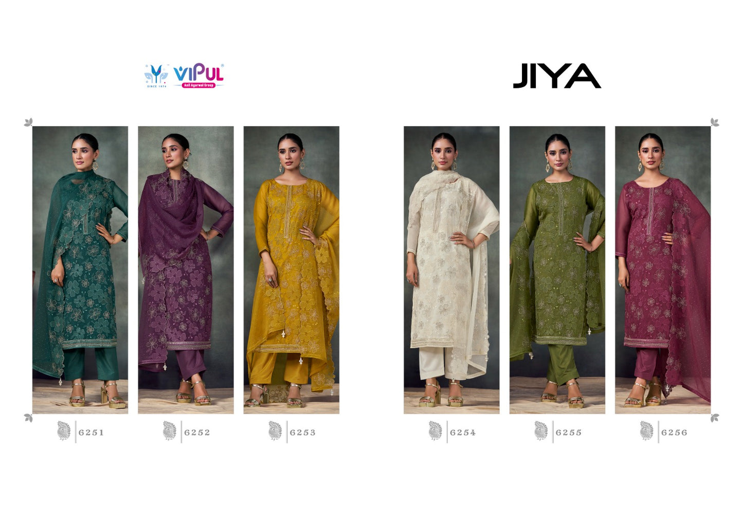 Jiya Dcat 227 Vipul Chiffon Pant Style Suits Wholesaler India