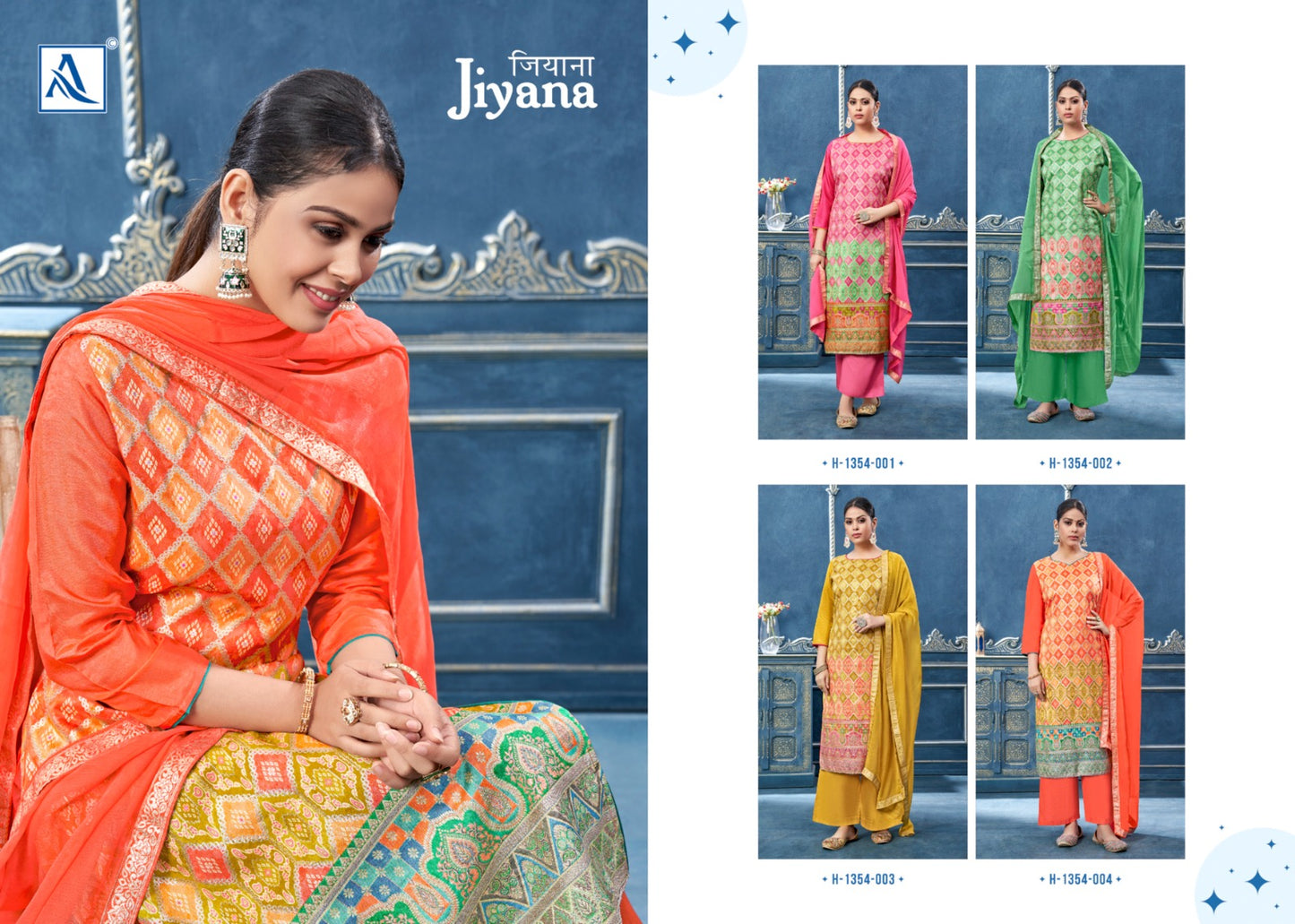 Jiyana Alok Viscose Jacquard Plazzo Style Suits Wholesale