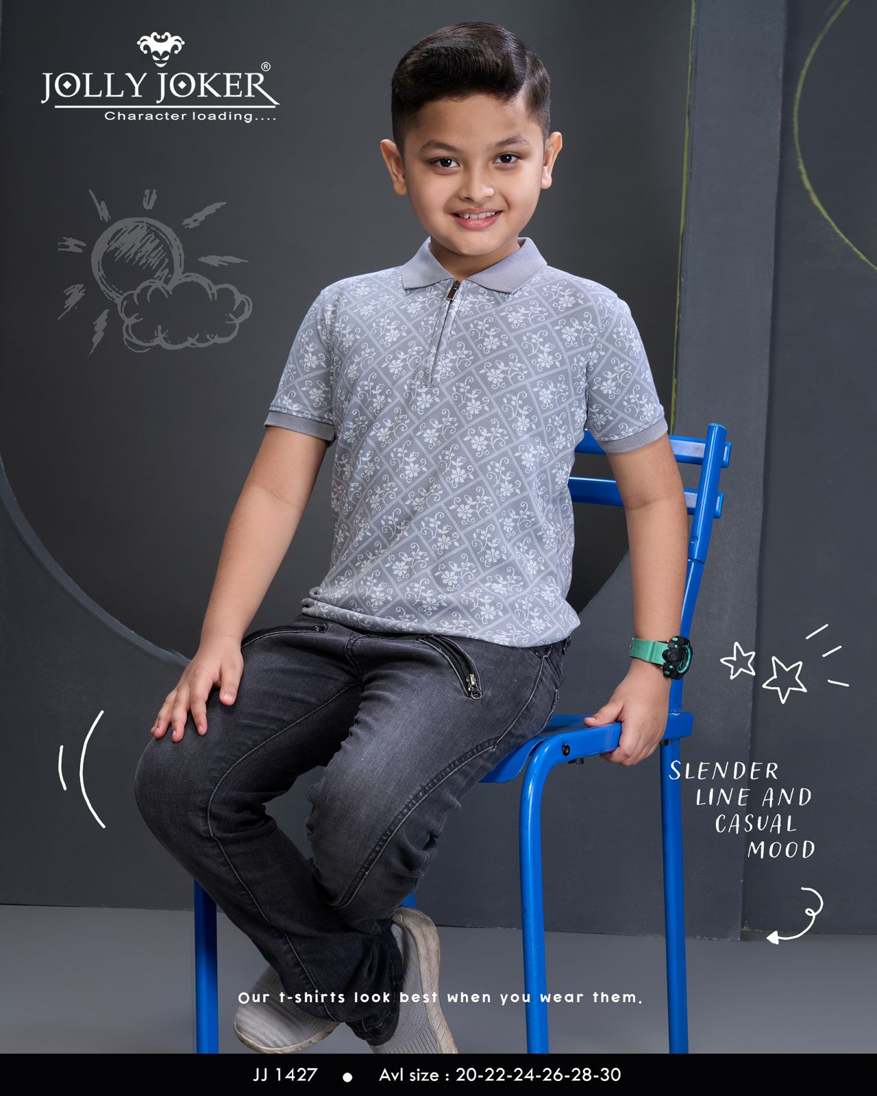 Jj 1427 Jolly Joker Cotton Jacquard Boys Tshirt Manufacturer Ahmedabad