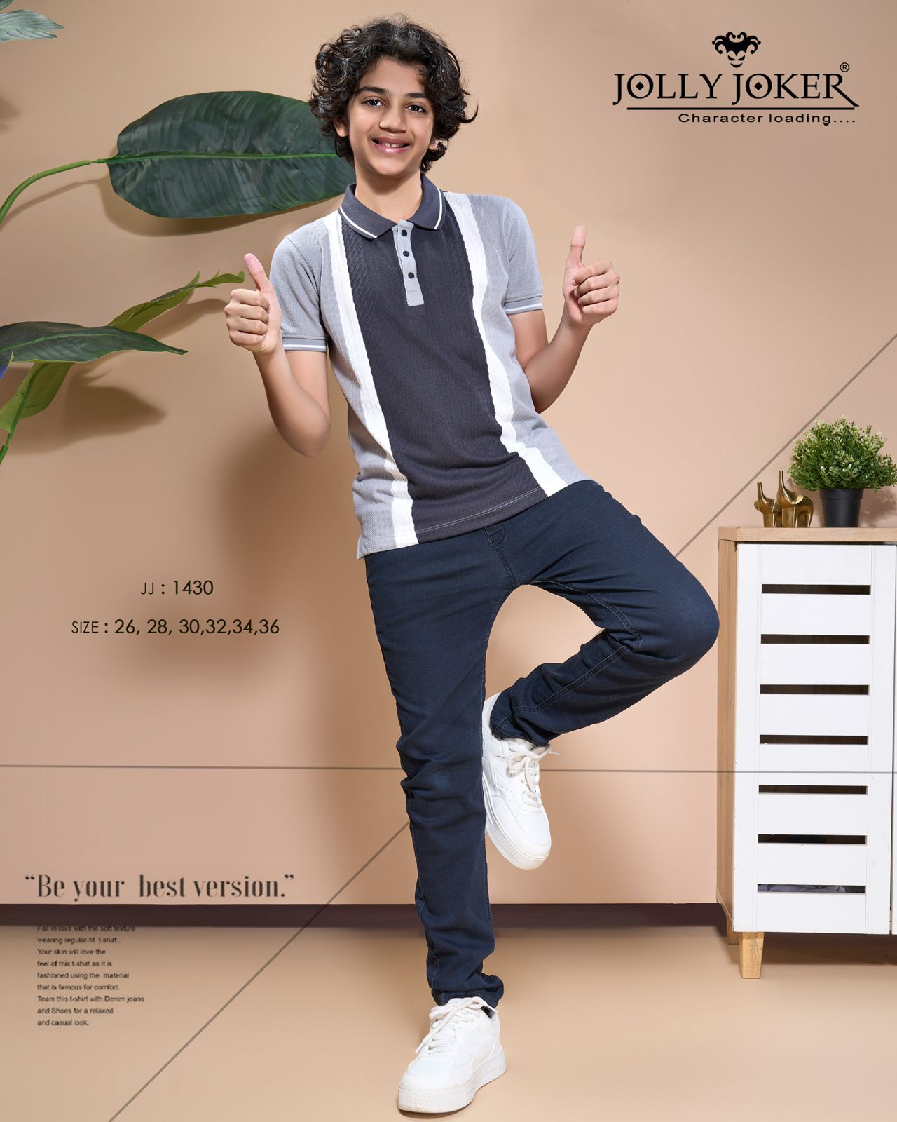 Jj 1430 Jolly Joker Vertical Boys Tshirt Wholesale Price