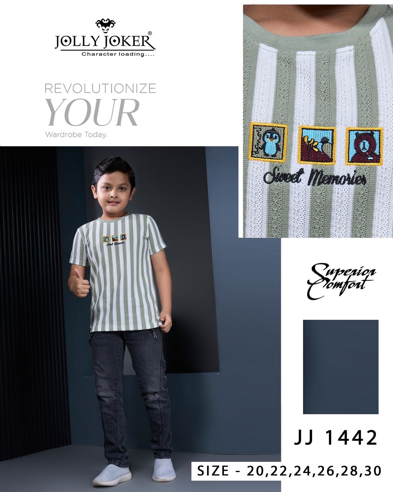 Jj 1442 Jolly Joker Stripes Boys Tshirt Exporter