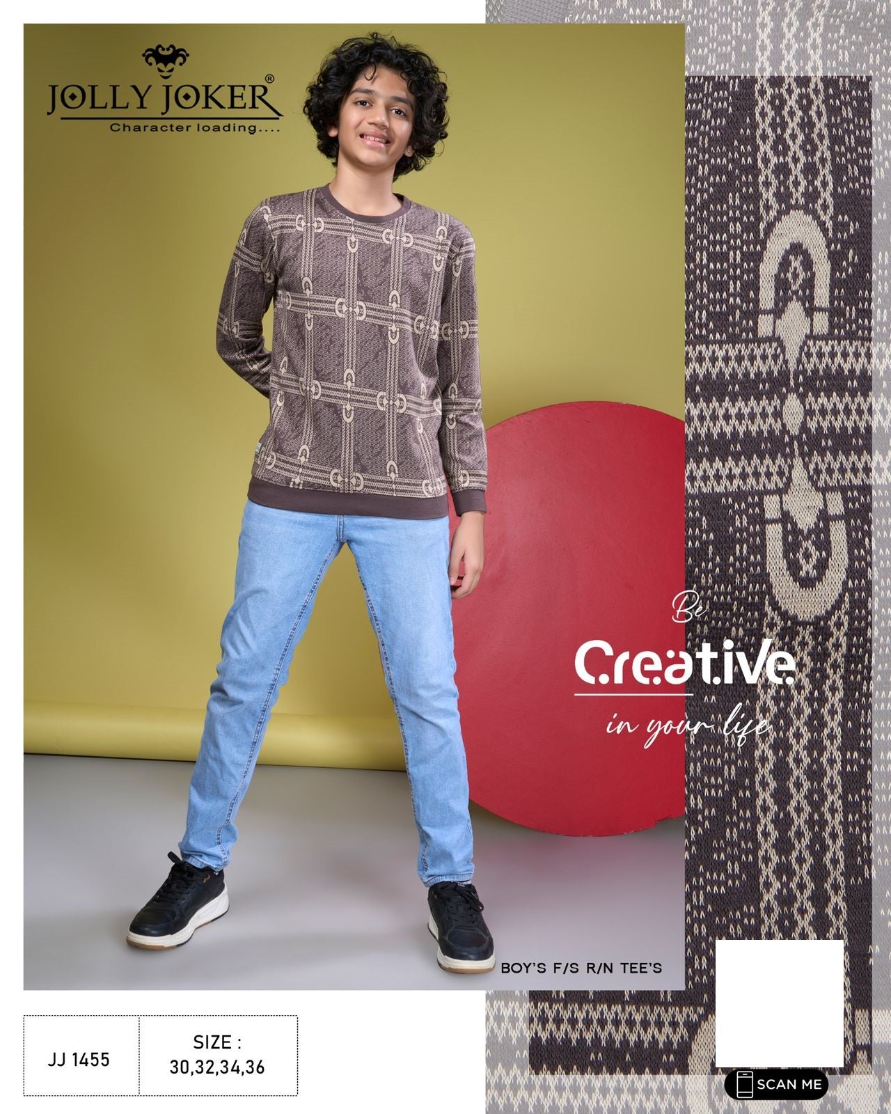 Jj 1455 Jolly Joker Jacquard Boys Tshirt Exporter India