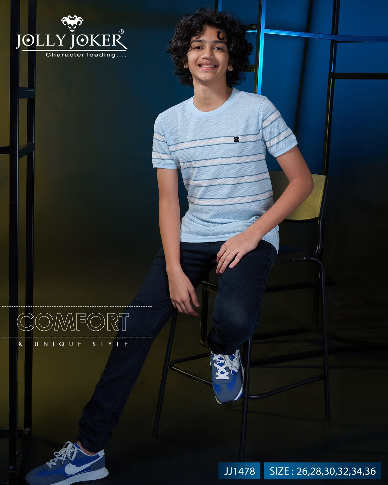 jj 1478 jolly joker auto stripes boys tshirt manufacturer india