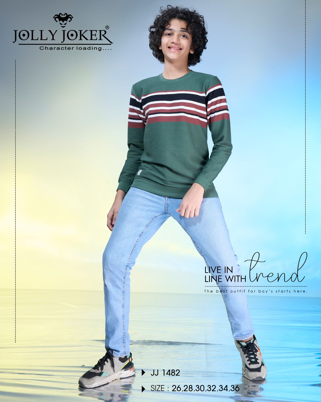 Jj 1482 Jolly Joker Auto Stripes Boys Tshirt Supplier India