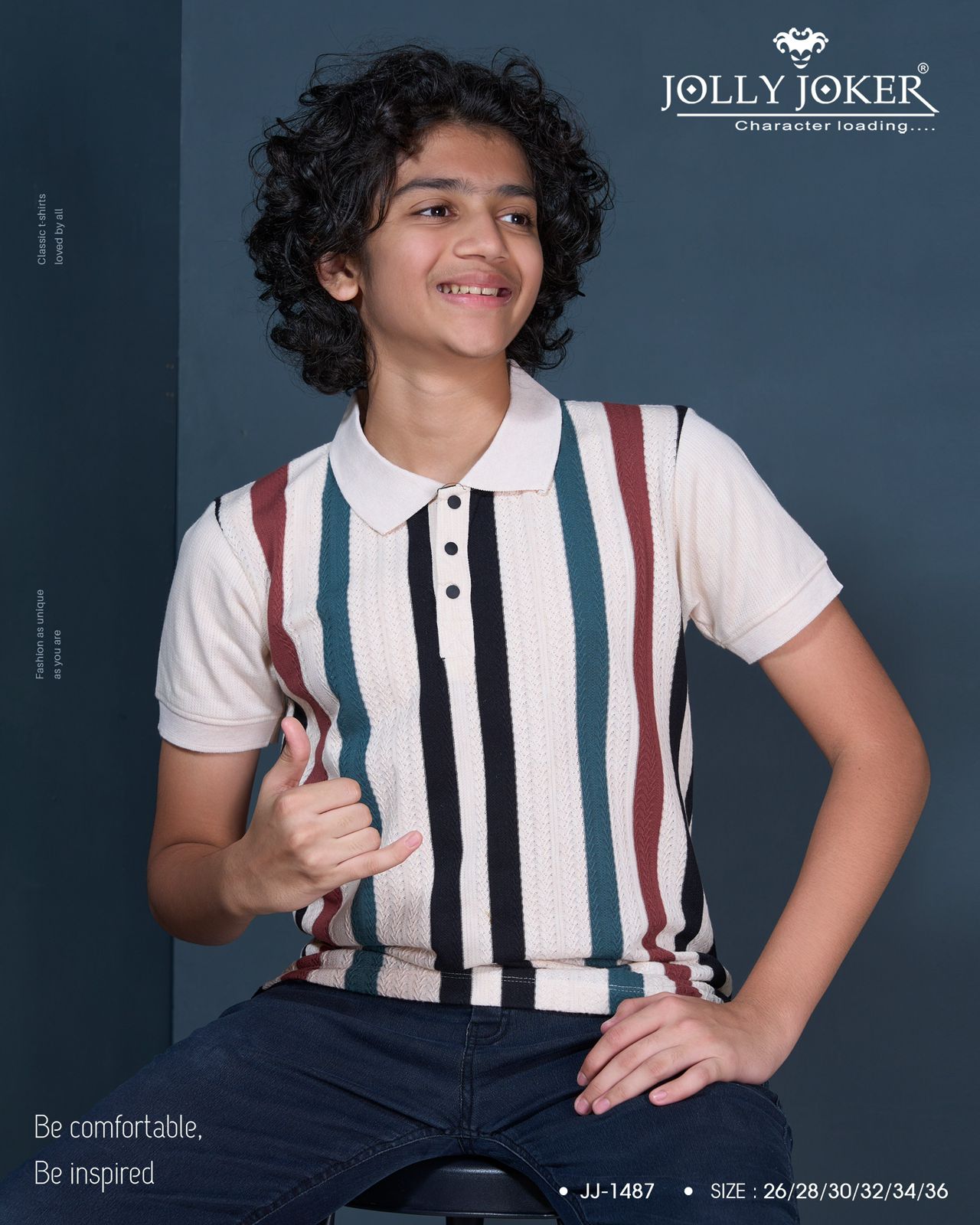 Jj 1487 Jolly Joker Vertical Boys Tshirt Manufacturer