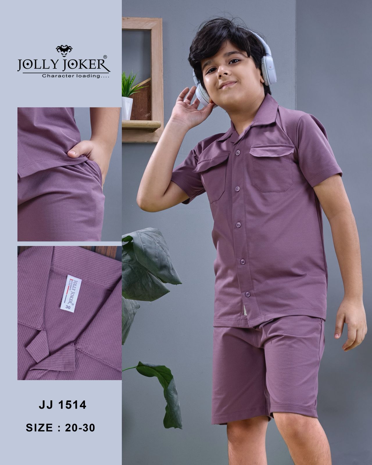 Jj 1514 Jolly Joker Waffle Knit Boys Co Ord Set Supplier Ahmedabad