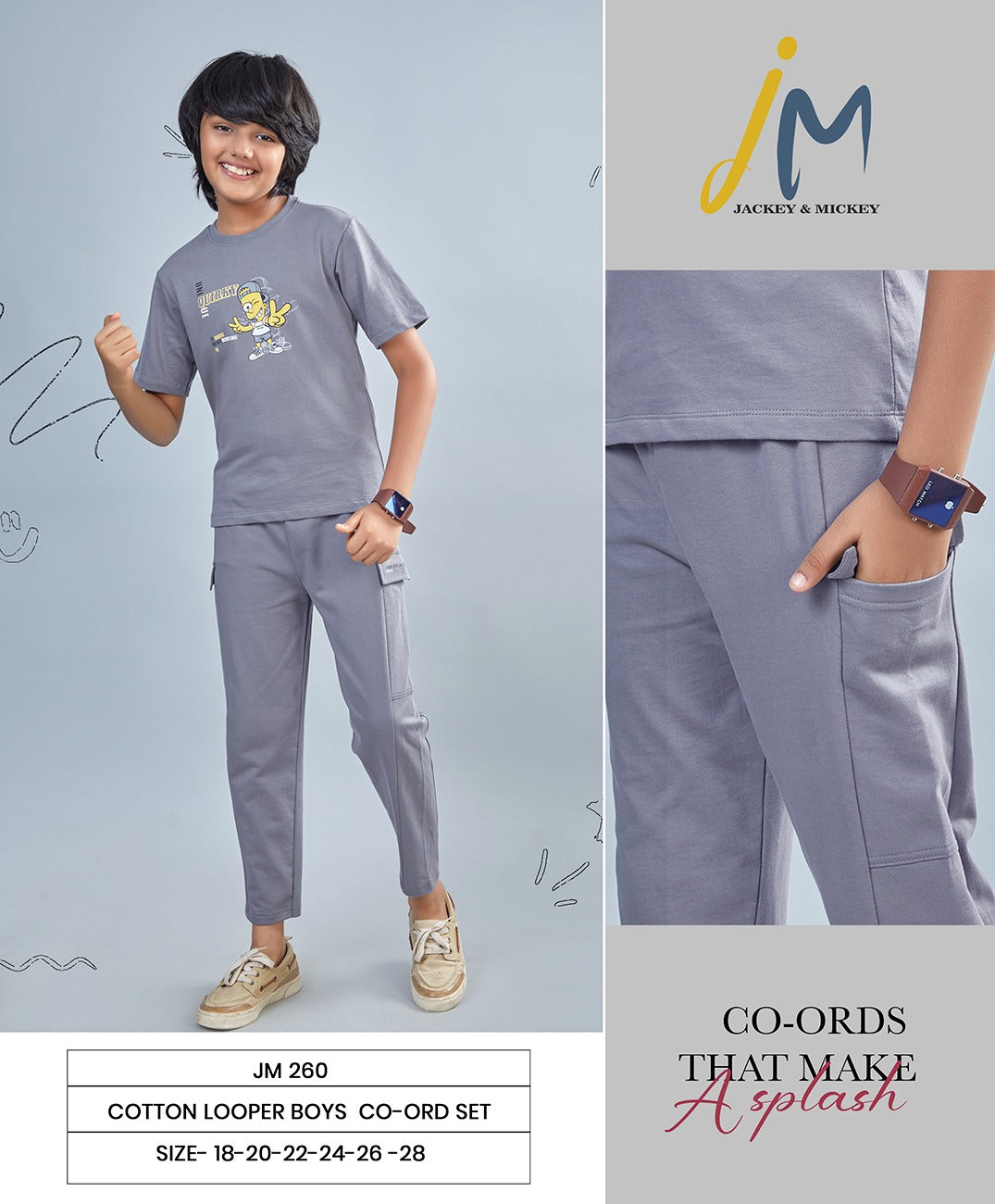 Jm 260 Jackey N Mickey Cotton Looper Boys Co Ord Set Supplier Gujarat