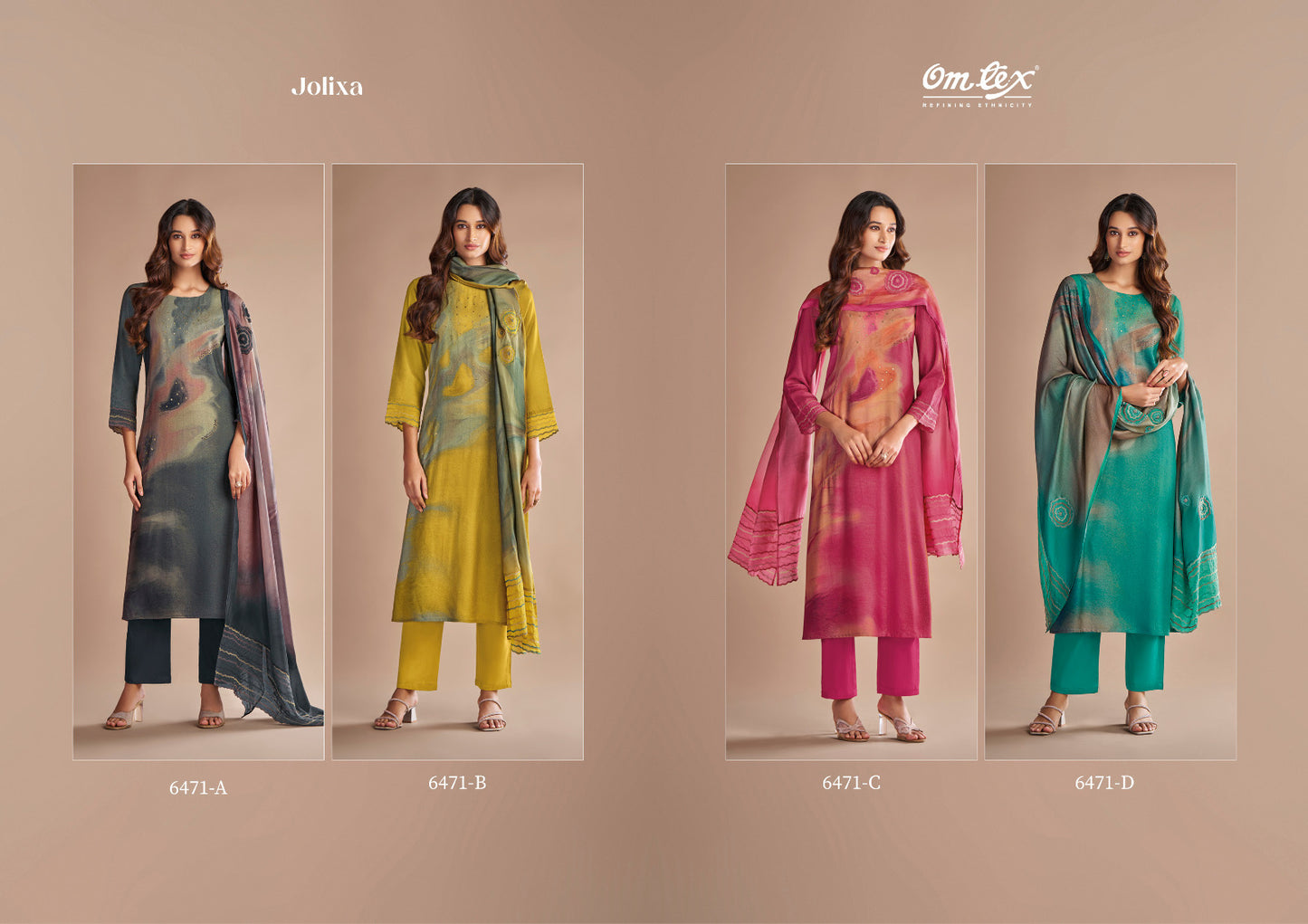 Jolixa 6471 Omtex Silk Pashmina Suits Wholesale Price