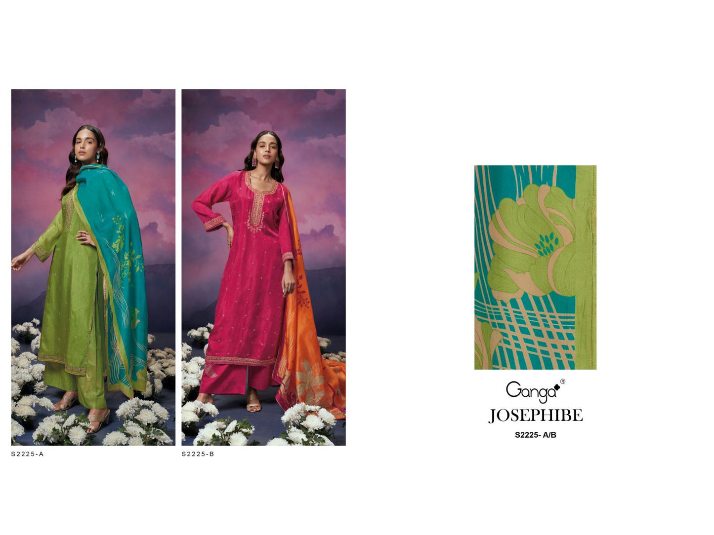 Josephibe 2225 Ganga Premium Bemberg Plazzo Style Suits Exporter Gujarat
