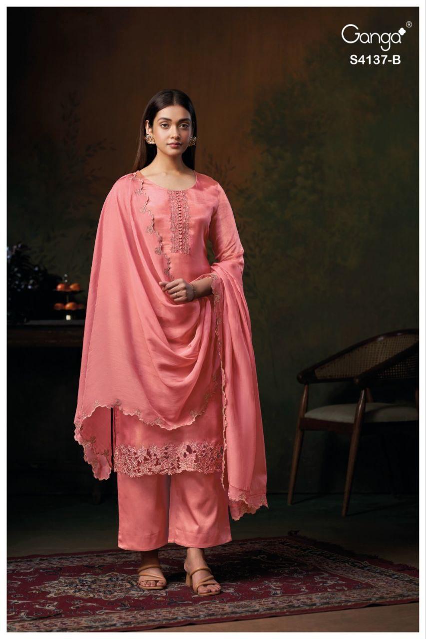 Josie 4137 Ganga Bemberg Silk Pant Style Suits Wholesale Rate