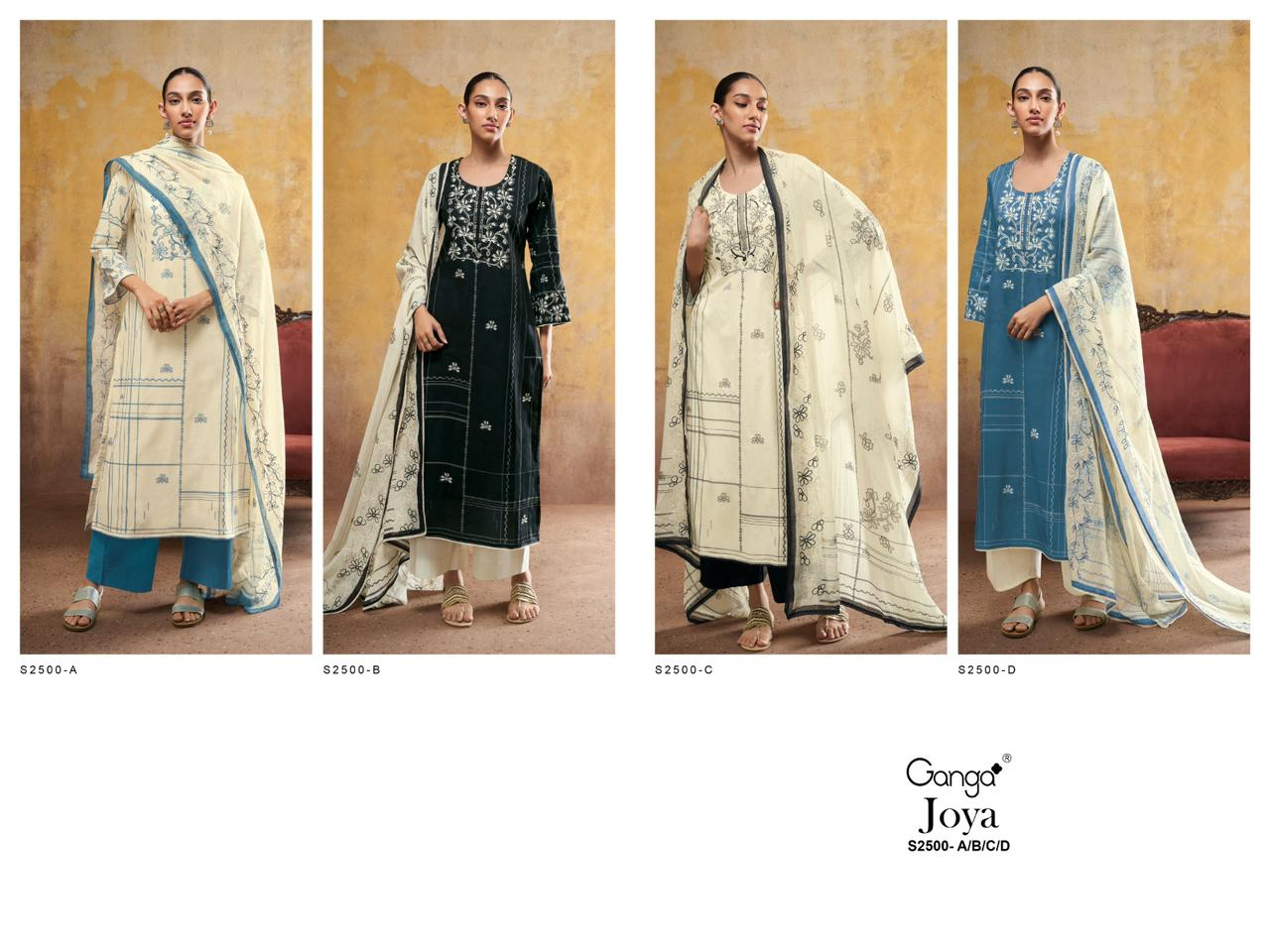 Joya 2500 Ganga Premium Cotton Plazzo Style Suits Wholesaler