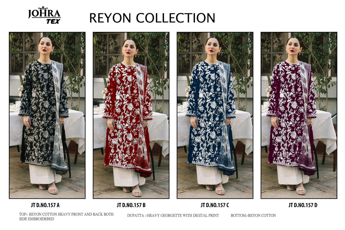Jt-157Abcd Johra Tex Cotton Rayon Pakistani Salwar Suits Exporter