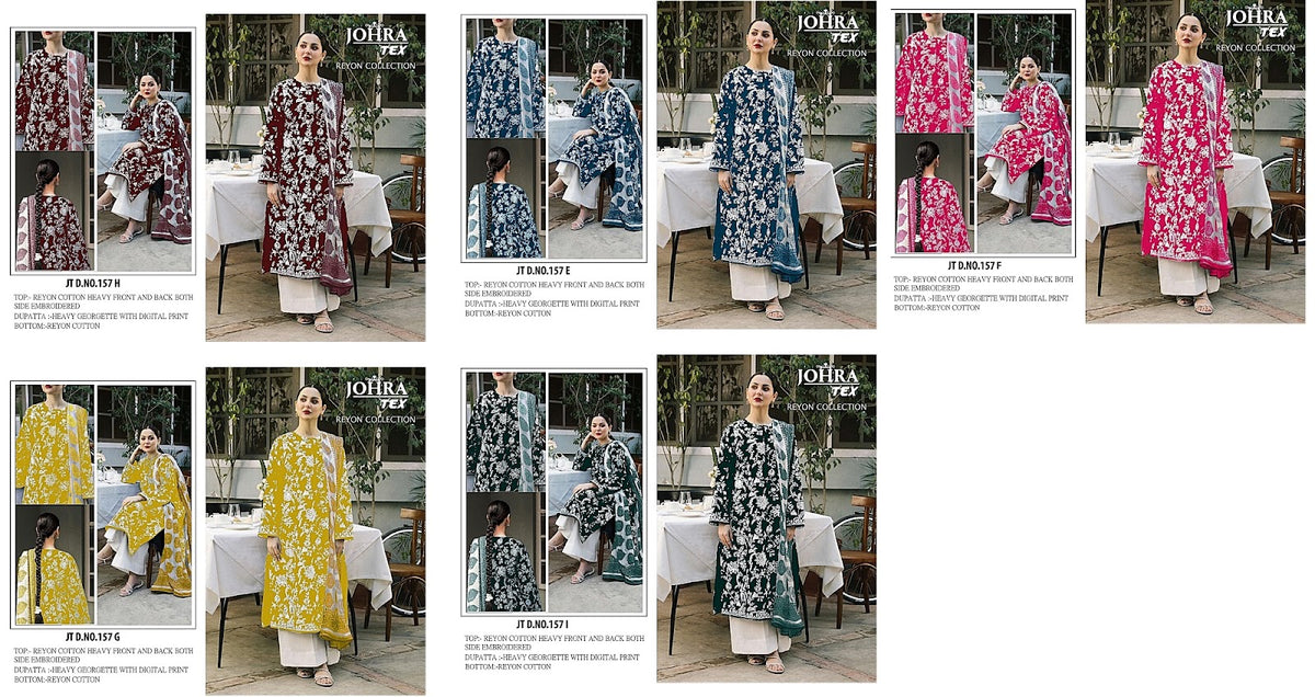 Jt-157 Johra Tex Reyon Pakistani Salwar Suits Manufacturer Ahmedabad