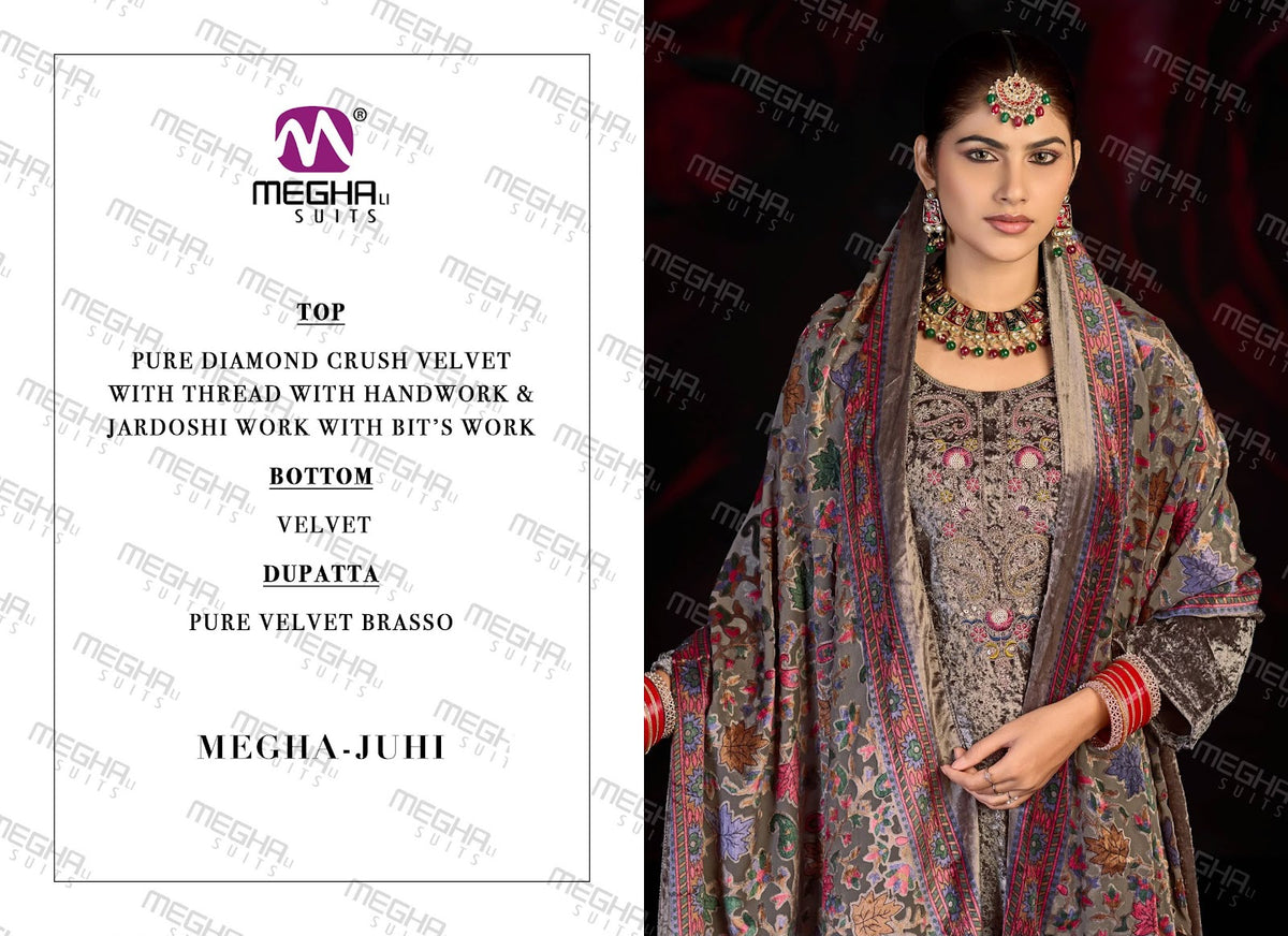 Juhi Megha Crush Velvet Suits Manufacturer Gujarat
