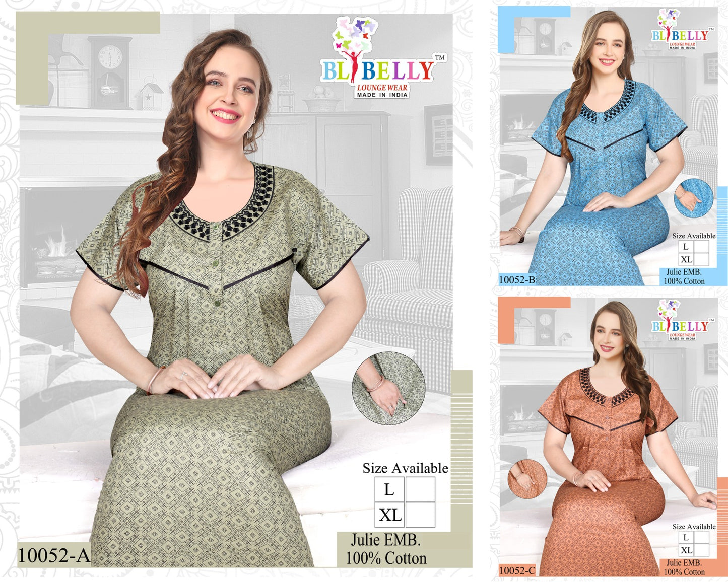 Julie Belly Cotton Night Gowns Wholesale Price