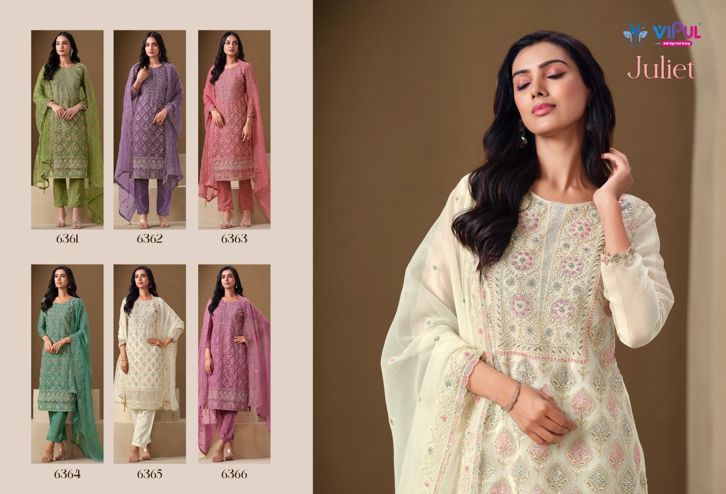 Juliet Vipul Chiffon Pant Style Suits Manufacturer Ahmedabad