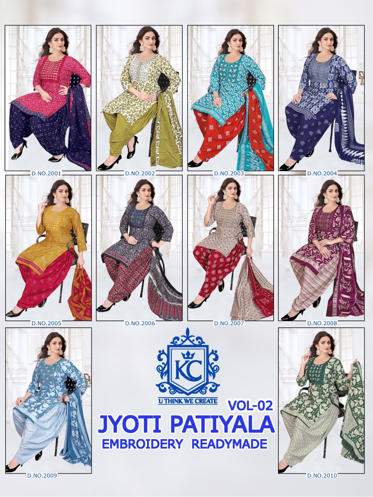 Jyoti Vol 2 Embroidery Kcf Readymade Cotton Patiyala Suits Wholesale Rate