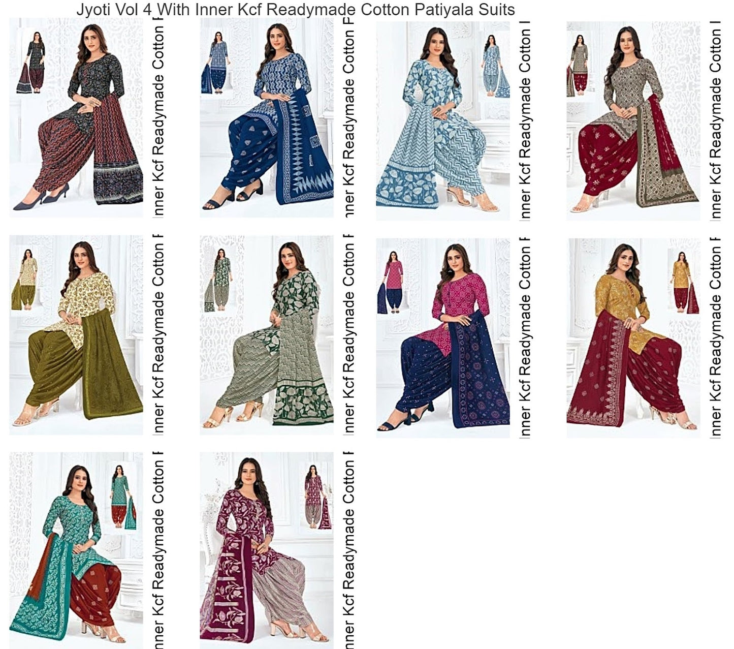 Jyoti Vol 4 With Inner Kcf Readymade Cotton Patiyala Suits Wholesaler Gujarat