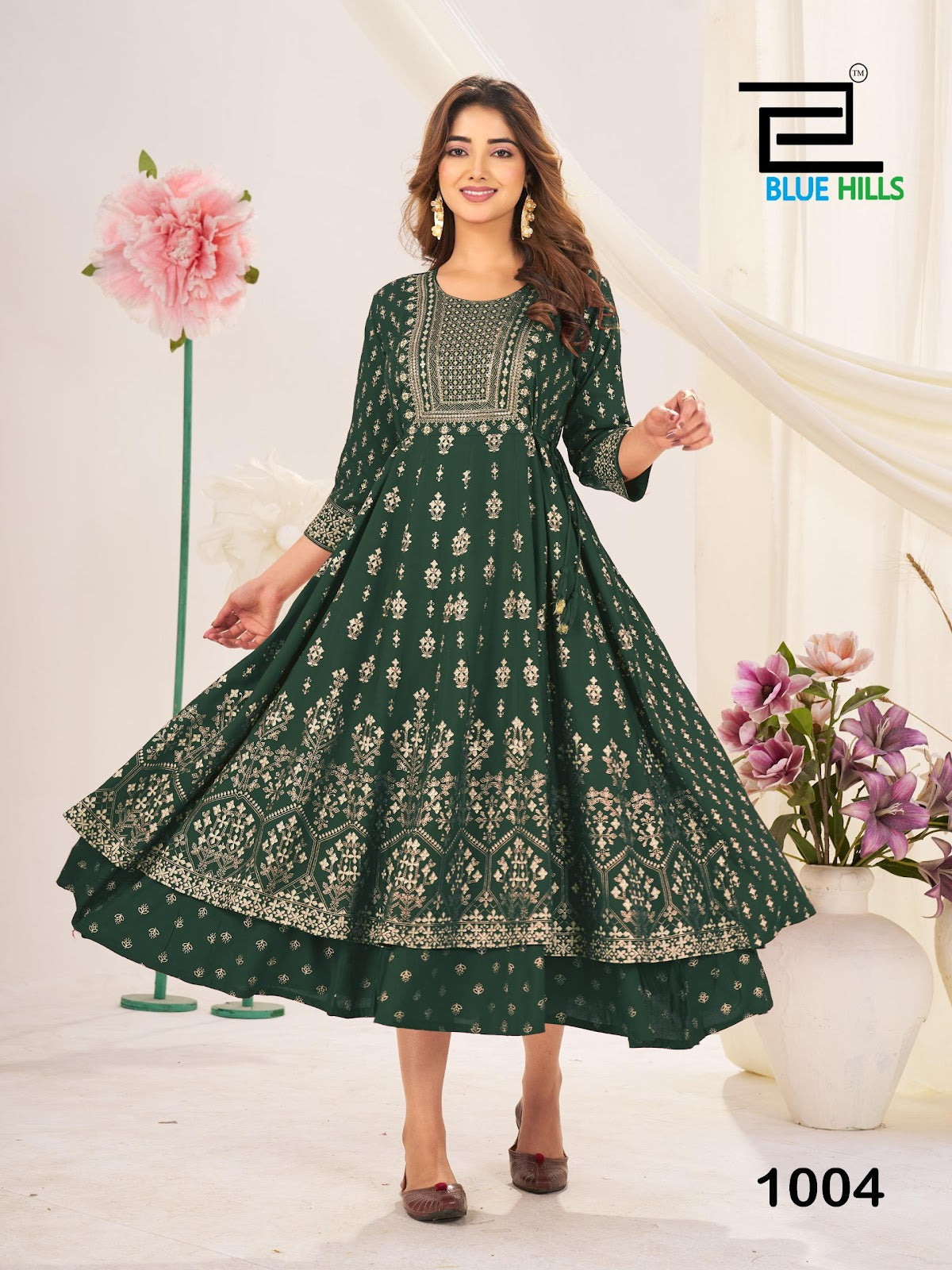 Jyotika Blue Hills Rayon 14Kg Anarkali Kurtis Wholesale Rate