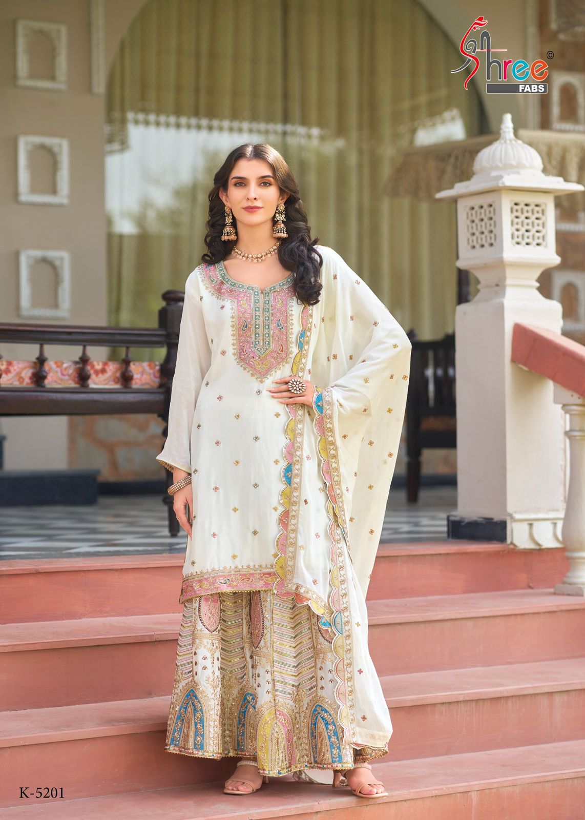 K-5201Abc Shree Fabs Chinnon Pakistani Salwar Suits Exporter India