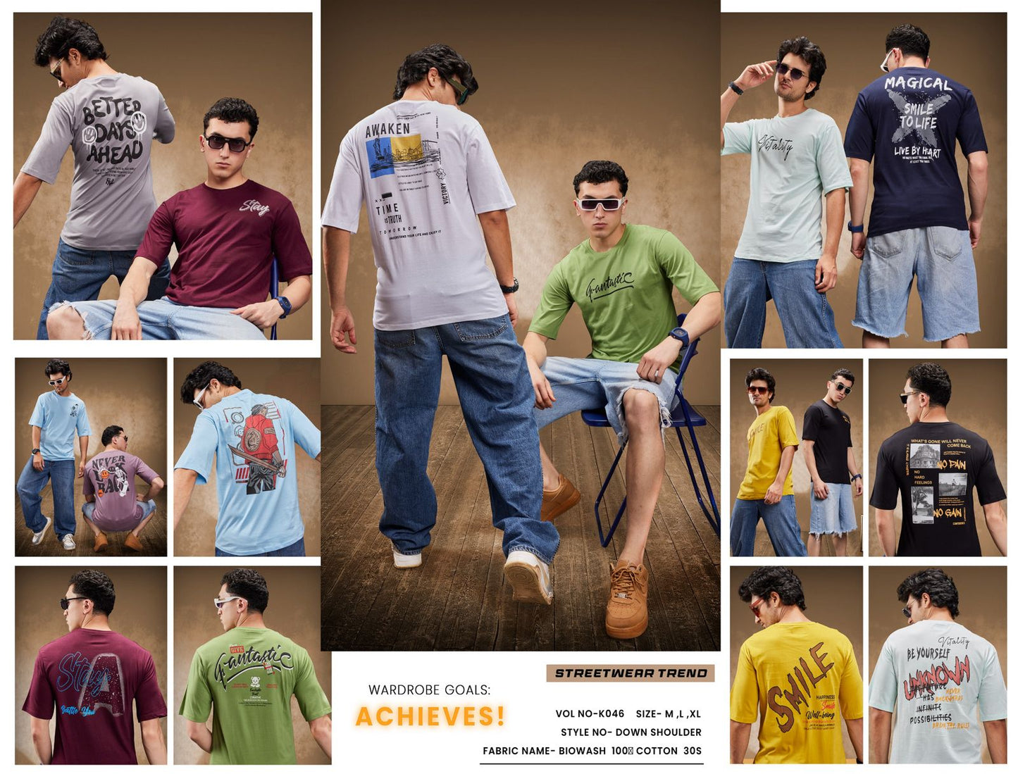 K046 Hit Mark Cotton Biowashed Mens Tshirts Wholesale Price