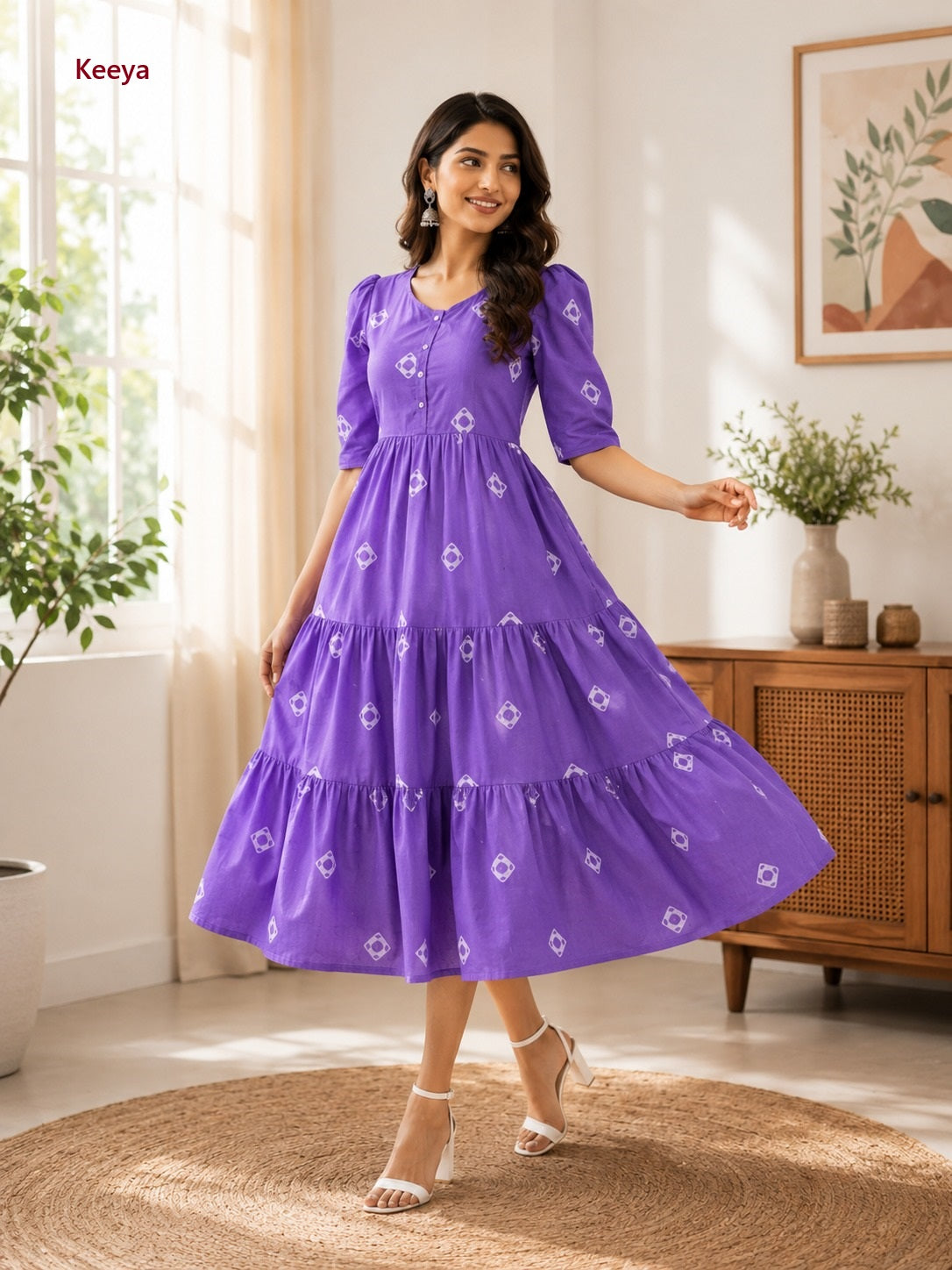 K3646 Keeya Cotton Midi Dress Supplier Ahmedabad