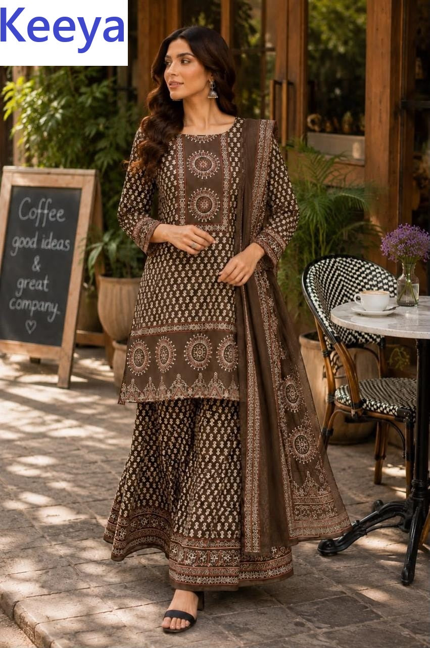 K3675 Keeya Cotton Readymade Plazzo Style Suits Supplier Ahmedabad